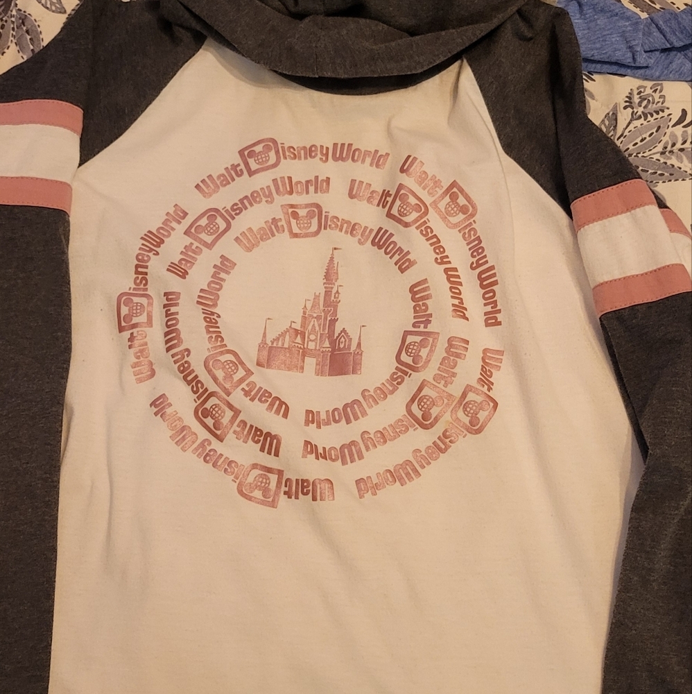 Disney Long Sleeve Hooded Tee - Gray and Pink
